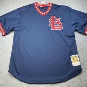 St Louis Cardinals Jersey Mens 2XL Blue MLB Baseball Ozzie Smith Mitchell & Ness